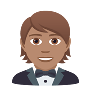 🤵🏽 Emoji Person im Smoking: mittlere Hautfarbe JoyPixels 6.5.