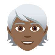 🧑🏾‍🦳 Emoji Erwachsener: mitteldunkle Hautfarbe, weißes Haar JoyPixels 6.5.