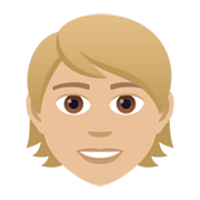 👱🏼 Emoji Person: mittelhelle Hautfarbe, blondes Haar JoyPixels 6.5.