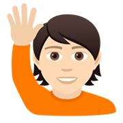 🙋🏻 Emoji Person mit erhobenem Arm: helle Hautfarbe JoyPixels 6.5.