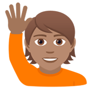 Emoji 🙋🏽 Persona Con Mano Alzata: Carnagione Olivastra su JoyPixels 6.5.