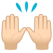 🙌🏻 Emoji Mãos Para Cima: Pele Clara na JoyPixels 6.5.