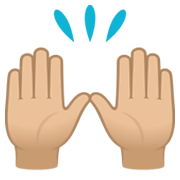 🙌🏼 Emoji zwei erhobene Handflächen: mittelhelle Hautfarbe JoyPixels 6.5.