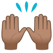 🙌🏽 Emoji zwei erhobene Handflächen: mittlere Hautfarbe JoyPixels 6.5.