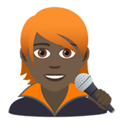 🧑🏿‍🎤 Emoji Cantante: Tono De Piel Oscuro en JoyPixels 6.5.