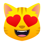 😻 Emoji lachende Katze mit Herzen als Augen JoyPixels 6.5.