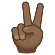 ✌🏾 Emoji Mão Em V De Vitória: Pele Morena Escura na JoyPixels 6.5.