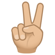 ✌🏼 Emoji Victory-Geste: mittelhelle Hautfarbe JoyPixels 6.5.