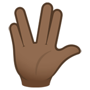 🖖🏾 Emoji vulkanischer Gruß: mitteldunkle Hautfarbe JoyPixels 6.5.