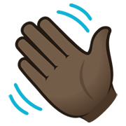 👋🏿 Emoji winkende Hand: dunkle Hautfarbe JoyPixels 6.5.