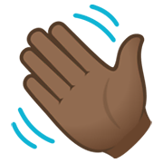 👋🏾 Emoji Mano Saludando: Tono De Piel Oscuro Medio en JoyPixels 6.5.