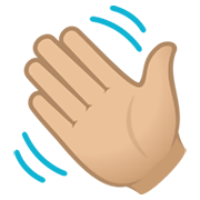 👋🏼 Emoji winkende Hand: mittelhelle Hautfarbe JoyPixels 6.5.