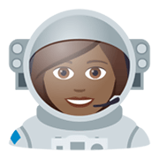 👩🏾‍🚀 Emoji Astronautin: mitteldunkle Hautfarbe JoyPixels 6.5.