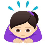 🙇🏻‍♀️ Emoji sich verbeugende Frau: helle Hautfarbe JoyPixels 6.5.