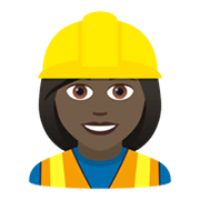 👷🏿‍♀️ Emoji Bauarbeiterin: dunkle Hautfarbe JoyPixels 6.5.