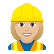 👷🏼‍♀️ Emoji Bauarbeiterin: mittelhelle Hautfarbe JoyPixels 6.5.