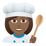 👩🏾‍🍳 Emoji Cozinheira: Pele Morena Escura na JoyPixels 6.5.