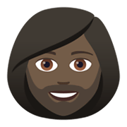 🧔🏿‍♀️ Emoji Frau: Bart dunkle Hautfarbe JoyPixels 6.5.