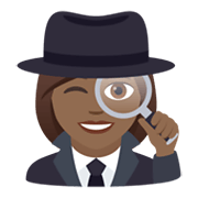 🕵🏾‍♀️ Emoji Detective Mujer: Tono De Piel Oscuro Medio en JoyPixels 6.5.