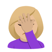 🤦🏼‍♀️ Emoji sich an den Kopf fassende Frau: mittelhelle Hautfarbe JoyPixels 6.5.