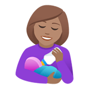 👩🏽‍🍼 Emoji stillende Frau: mittlere Hautfarbe JoyPixels 6.5.