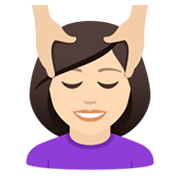 💆🏻‍♀️ Emoji Frau, die eine Kopfmassage bekommt: helle Hautfarbe JoyPixels 6.5.