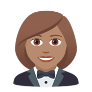 🤵🏽‍♀️ Emoji Frau im Smoking: mittlere Hautfarbe JoyPixels 6.5.