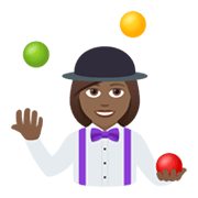 🤹🏾‍♀️ Emoji Mulher Malabarista: Pele Morena Escura na JoyPixels 6.5.