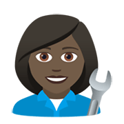 👩🏿‍🔧 Emoji Mechanikerin: dunkle Hautfarbe JoyPixels 6.5.