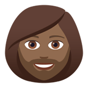 🧔🏾‍♀️ Emoji Frau: Bart mitteldunkle Hautfarbe JoyPixels 6.5.
