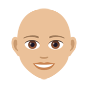 👩🏼‍🦲 Emoji Frau: mittelhelle Hautfarbe, Glatze JoyPixels 6.5.