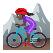 🚵🏿‍♀️ Emoji Mujer En Bicicleta De Montaña: Tono De Piel Oscuro en JoyPixels 6.5.