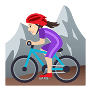 🚵🏻‍♀️ Emoji Mountainbikerin: helle Hautfarbe JoyPixels 6.5.
