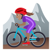 🚵🏽‍♀️ Emoji Mountainbikerin: mittlere Hautfarbe JoyPixels 6.5.
