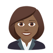 👩🏾‍💼 Emoji Funcionária De Escritório: Pele Morena Escura na JoyPixels 6.5.