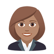 👩🏽‍💼 Emoji Funcionária De Escritório: Pele Morena na JoyPixels 6.5.