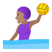 🤽🏽‍♀️ Emoji Wasserballspielerin: mittlere Hautfarbe JoyPixels 6.5.