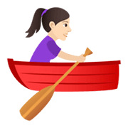 🚣🏻‍♀️ Emoji Frau im Ruderboot: helle Hautfarbe JoyPixels 6.5.