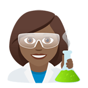 👩🏾‍🔬 Emoji Wissenschaftlerin: mitteldunkle Hautfarbe JoyPixels 6.5.