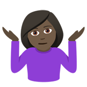 🤷🏿‍♀️ Emoji schulterzuckende Frau: dunkle Hautfarbe JoyPixels 6.5.
