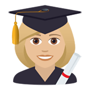 Emoji 👩🏼‍🎓 Studentessa: Carnagione Abbastanza Chiara su JoyPixels 6.5.