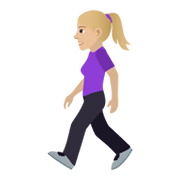 🚶🏼‍♀️ Emoji Mulher Andando: Pele Morena Clara na JoyPixels 6.5.