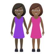 👩🏿‍🤝‍👩🏾 Emoji händchenhaltende Frauen: dunkle Hautfarbe, mitteldunkle Hautfarbe JoyPixels 6.5.