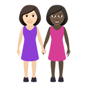 👩🏻‍🤝‍👩🏿 Emoji händchenhaltende Frauen: helle Hautfarbe, dunkle Hautfarbe JoyPixels 6.5.