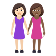 👩🏻‍🤝‍👩🏾 Emoji händchenhaltende Frauen: helle Hautfarbe, mitteldunkle Hautfarbe JoyPixels 6.5.