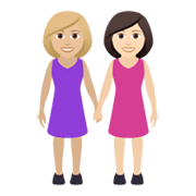 👩🏼‍🤝‍👩🏻 Emoji händchenhaltende Frauen: mittelhelle Hautfarbe, helle Hautfarbe JoyPixels 6.5.