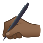 ✍🏾 Emoji schreibende Hand: mitteldunkle Hautfarbe JoyPixels 6.5.