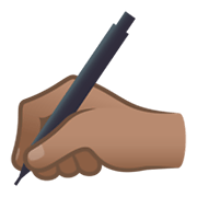 ✍🏽 Emoji Escrevendo à Mão: Pele Morena na JoyPixels 6.5.