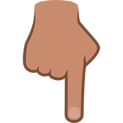 👇🏽 Emoji Dorso Da Mão Com Dedo Indicador Apontando Para Baixo: Pele Morena na JoyPixels 7.0.