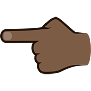 👈🏿 Emoji Dorso Da Mão Com Dedo Indicador Apontando Para A Esquerda: Pele Escura na JoyPixels 7.0.